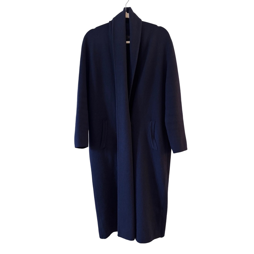 ANDB Gold Collection 100% Cashmere Longline Shawl Cardigan Navy Blue Duster Coat